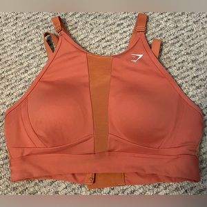 GYMSHARK Mesh Neckline High Support Sports Bra!! Burnt orange color. Size Small!